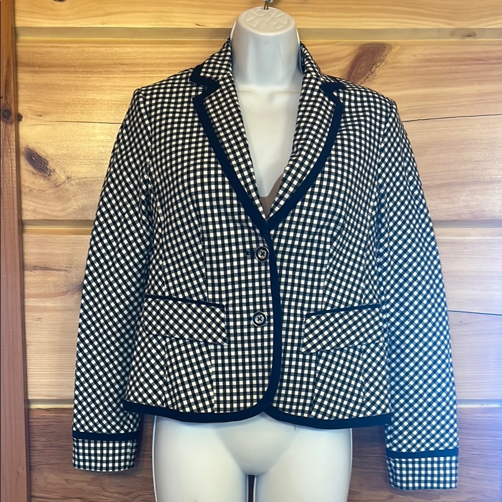 NWT 7th Avenue NY & Co Black & White Checkered Plaid Blazer Size 4